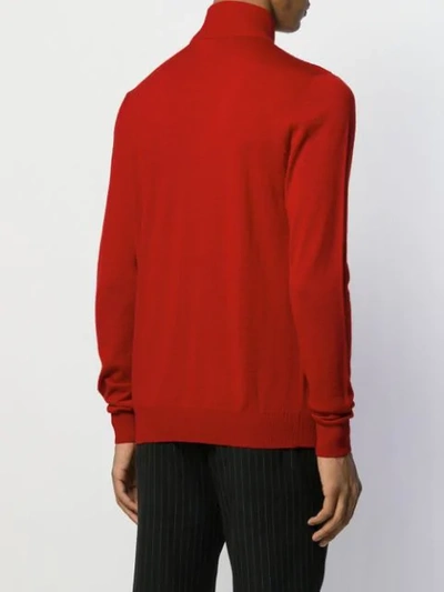 Shop Msgm Turtleneck Knitted Sweater In 18 Red