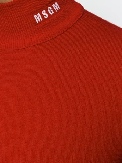 Shop Msgm Turtleneck Knitted Sweater In 18 Red