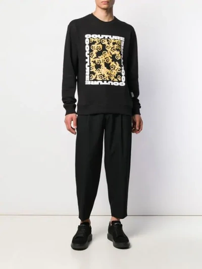 Shop Versace Jeans Baroque Print Sweatshirt In Black