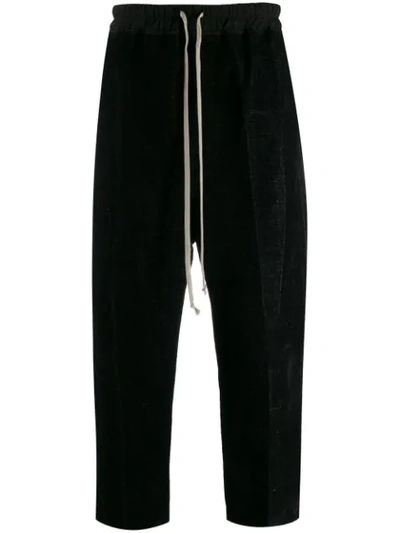 RICK OWENS CROPPED TRACK PANTS - 黑色