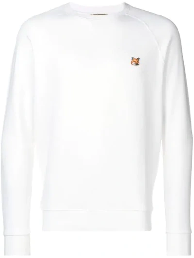 Shop Maison Kitsuné Foxes Long Sleeved T-shirt In White