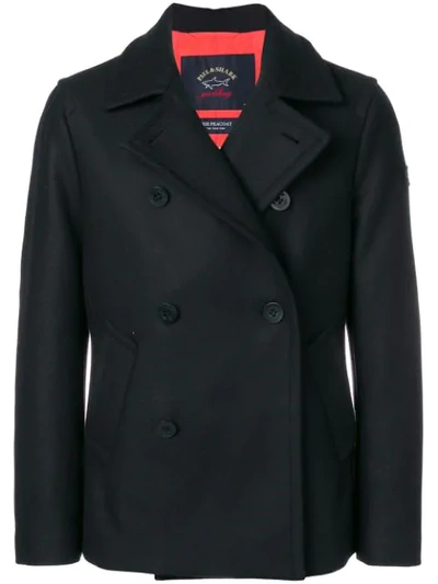 Shop Paul & Shark Double Breasted Coat In Blue