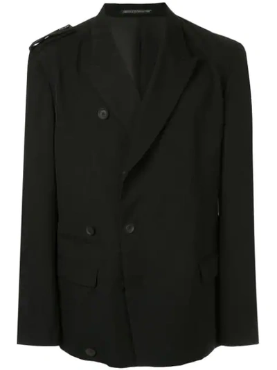 Shop Yohji Yamamoto Shoulder Tab Jacket In Black