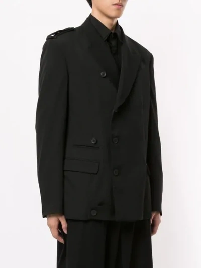 Shop Yohji Yamamoto Shoulder Tab Jacket In Black