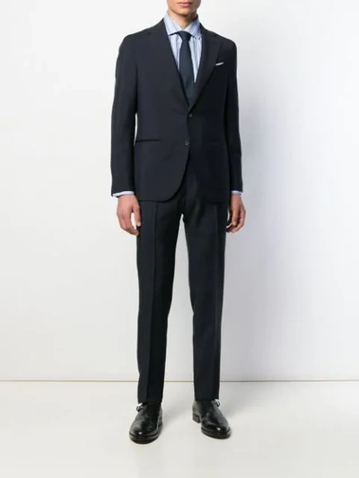 Shop Caruso Pin Tuck Two Piece Suit In 0120 Dark Navy