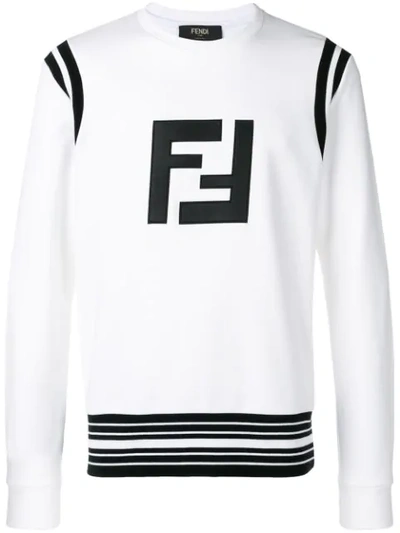Shop Fendi Ff Logo Sweatshirt In White