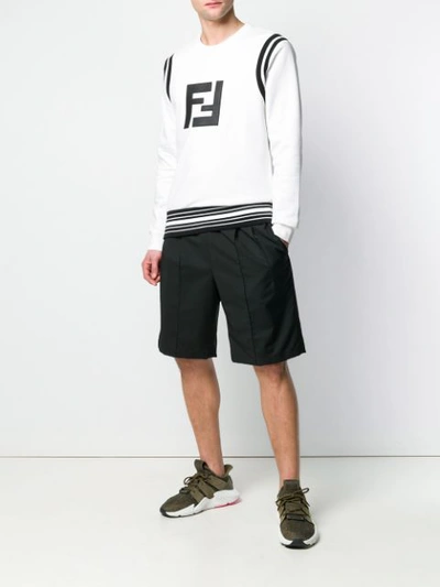 Shop Fendi Ff Logo Sweatshirt In White