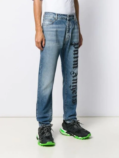 PALM ANGELS BRANDED STRAIGHT JEANS - 蓝色