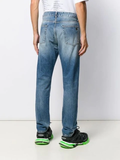 Shop Palm Angels Branded Straight Jeans In Blue