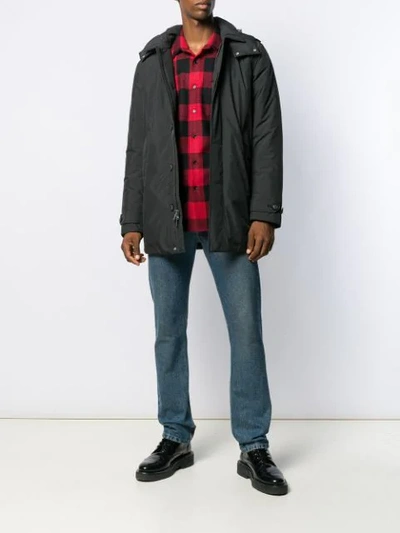 Shop Woolrich Hooded Parka Coat In Black