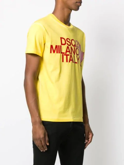 Shop Dsquared2 Text Logo Print T-shirt In Yellow