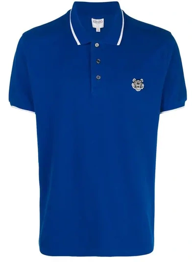 Shop Kenzo Plain Polo Shirt In Blue