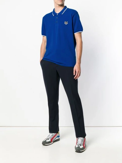 Shop Kenzo Plain Polo Shirt In Blue