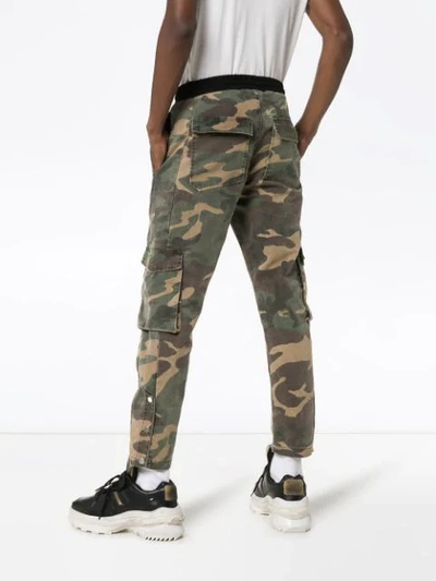 Shop Rhude Rifle Camouflage-print Cotton Cargo Trousers In Green