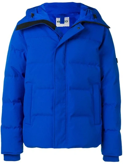 Kenzo Electric Blue Down Jacket With Quilted Fabric And Hood | ModeSens