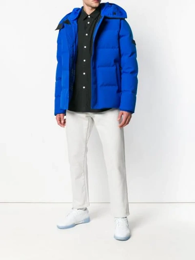Kenzo Electric Blue Down Jacket With Quilted Fabric And Hood | ModeSens