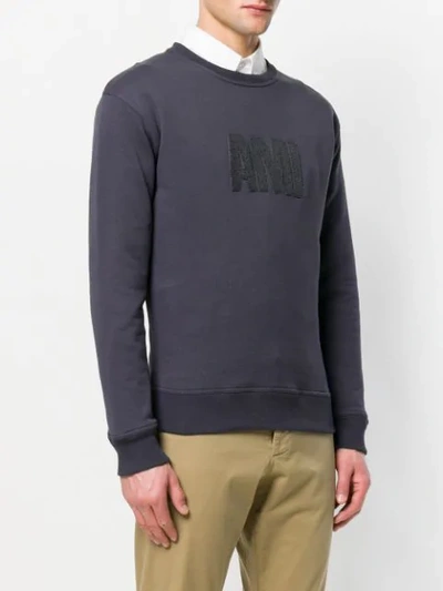 Shop Ami Alexandre Mattiussi Crew Neck Sweatshirt Big Ami Embroidered Patch In Blue