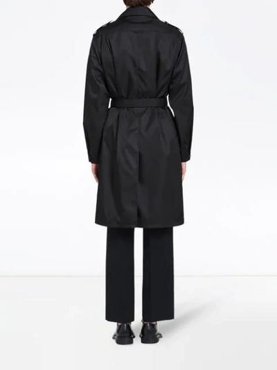 Shop Prada Belted Trench Coat In Black