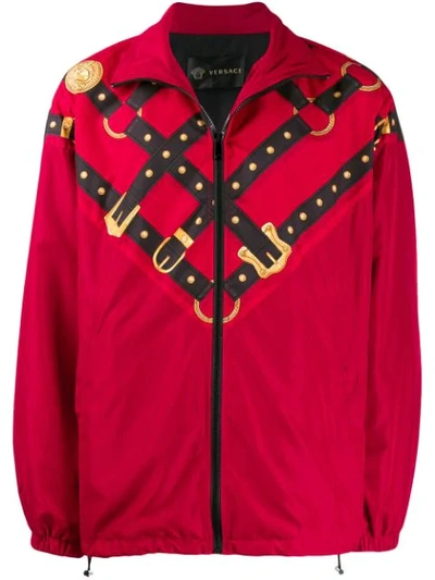 Shop Versace Sportjacke Mit Harness-print In Red