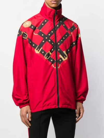 Shop Versace Sportjacke Mit Harness-print In Red