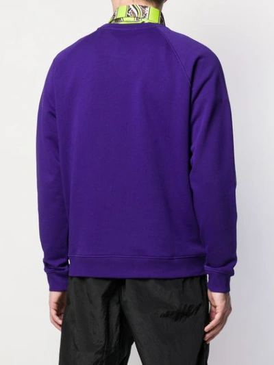 Shop Msgm Logo Print Sweatshirt In Purple