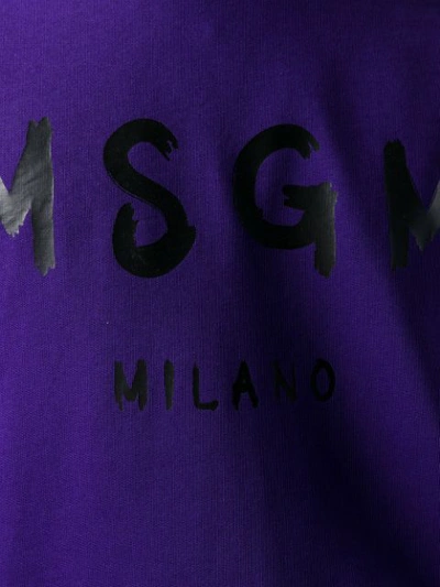 Shop Msgm Logo Print Sweatshirt In Purple