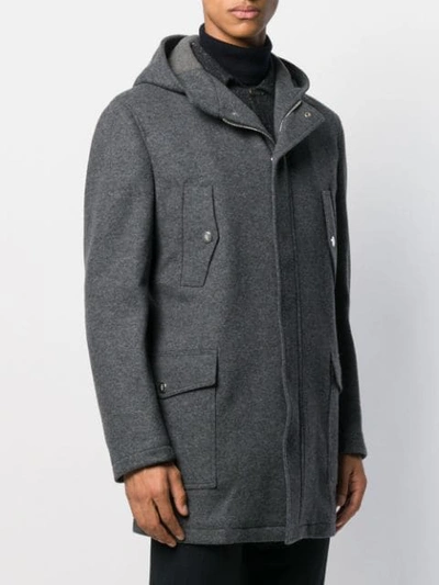 Shop Eleventy Hooded Parka Coat In Grey