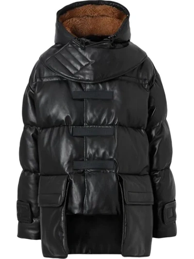 Shop Burberry Plonge Lambskin Puffer Jacket In Black