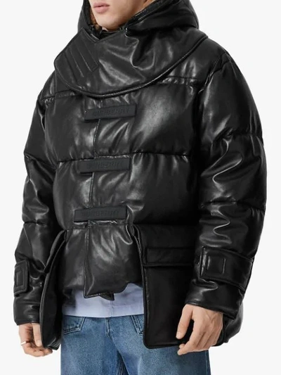 Shop Burberry Plonge Lambskin Puffer Jacket In Black