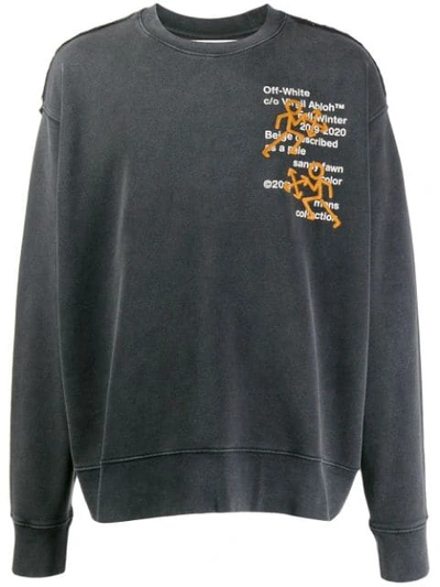 Shop Off-white Oversized Embroidered Sweatshirt In Grey