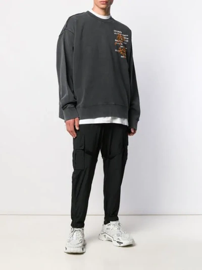 Shop Off-white Oversized Embroidered Sweatshirt In Grey