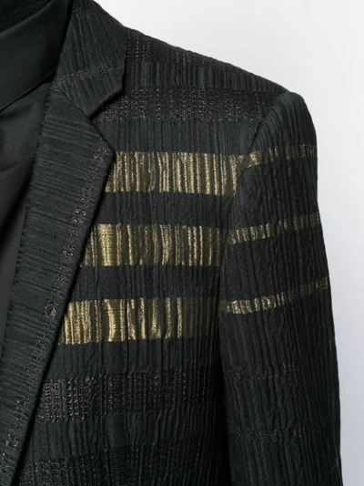 Shop Saint Laurent Metallic Stripe Blazer In Black