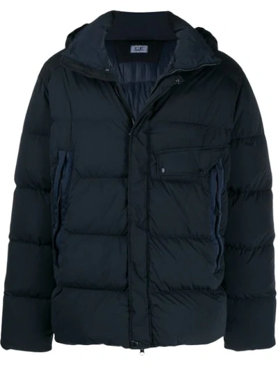 Shop C.p. Company Hooded Padded Coat In Blue