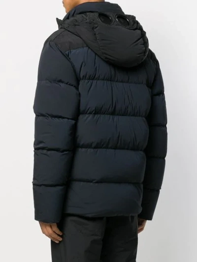 Shop C.p. Company Hooded Padded Coat In Blue