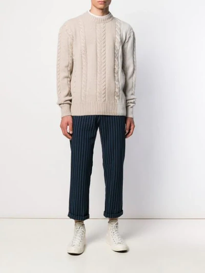 MAISON KITSUNÉ CABLE KNIT JUMPER - 棕色