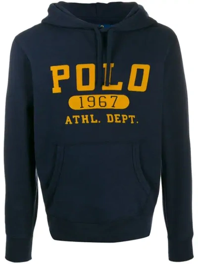 Shop Polo Ralph Lauren Printed Logo Hoodie In Blue
