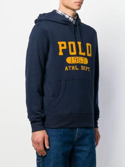 Shop Polo Ralph Lauren Printed Logo Hoodie In Blue