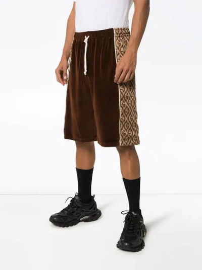 Shop Gucci G Rhombus Shorts In Brown