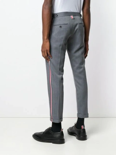 Shop Thom Browne Rwb Stripe Lskinny Trouser In Grey