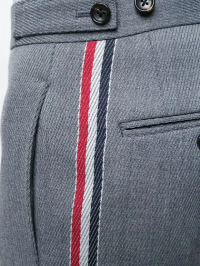Shop Thom Browne Rwb Stripe Lskinny Trouser In Grey