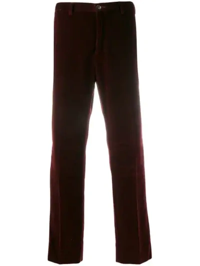 Shop Cobra S.c. Velour Straight Leg Trousers In Red