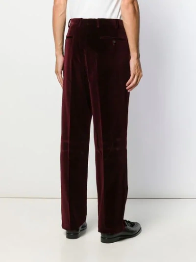 Shop Cobra S.c. Velour Straight Leg Trousers In Red