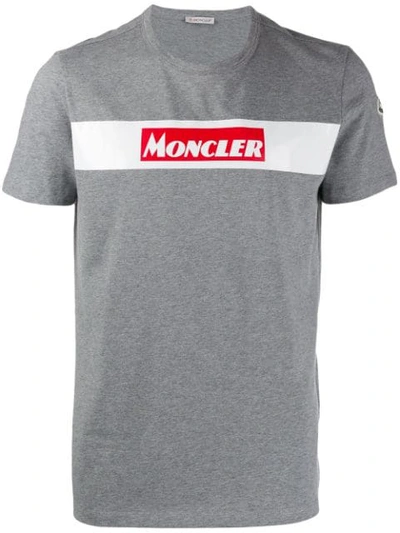 Shop Moncler Logo Printed T-shirt In Grey