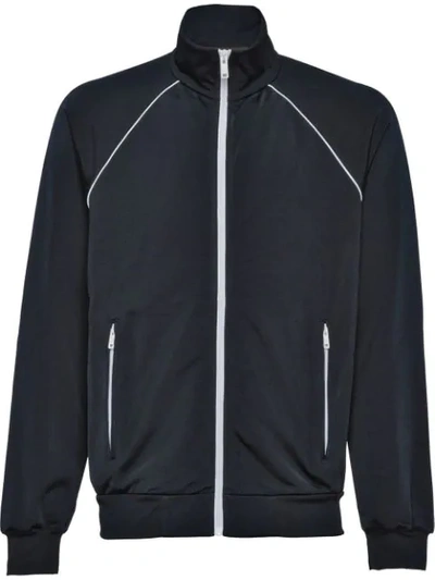 Shop Prada Zipped Bomber Jacket In Blue