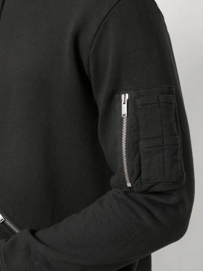 Shop Saint Laurent Zip Detail Hoodie In Black