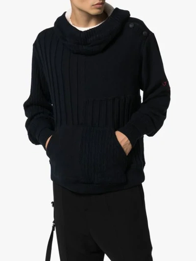 Shop Greg Lauren Textured Wool Sweater In Blue