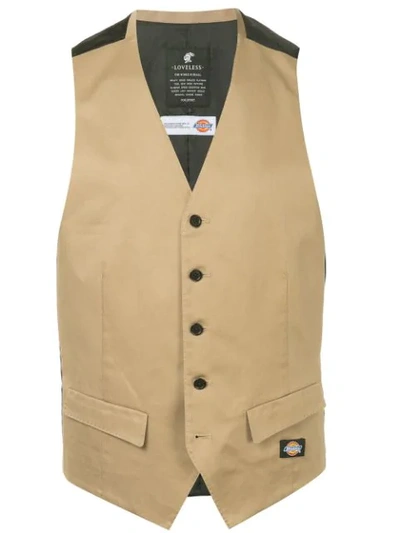 Shop Loveless X Dickies Contrast Formal Vest In Brown