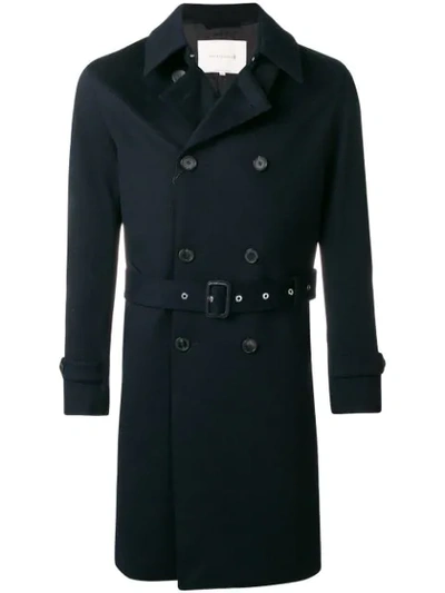 Shop Mackintosh Double-breasted Trench Coat - Blue