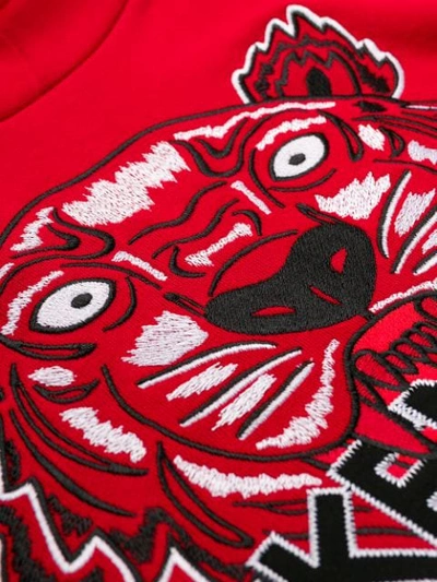 Shop Kenzo Embroidered Tiger Hoodie In Red