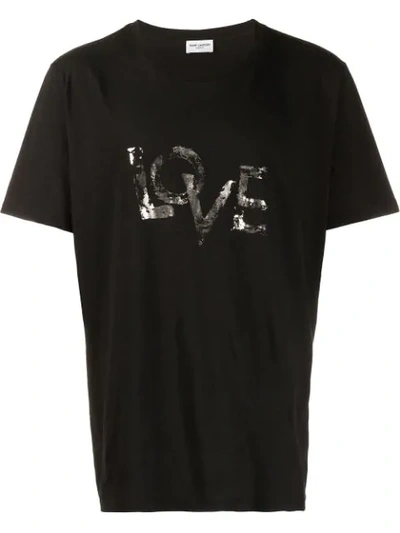 Shop Saint Laurent Love Printed T-shirt In Black